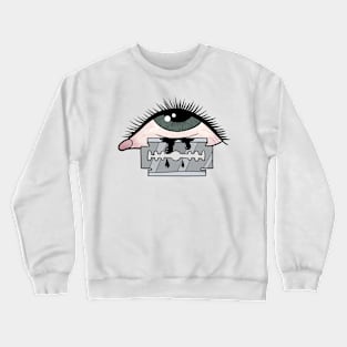 Traditional Tattoo Eye with Razor Blade and Blood Crewneck Sweatshirt